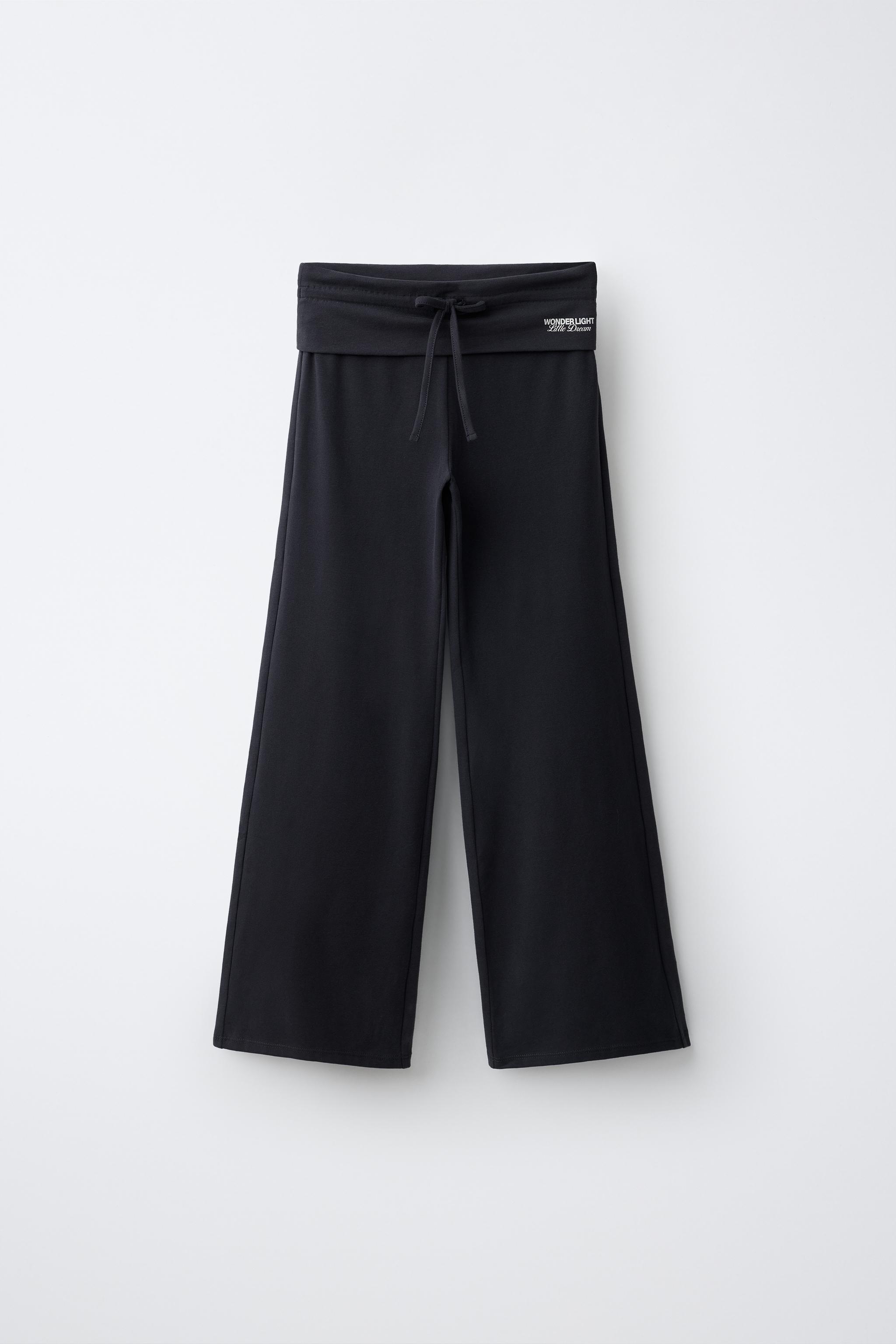 FOLDED WAIST WIDE LEG PANTS
